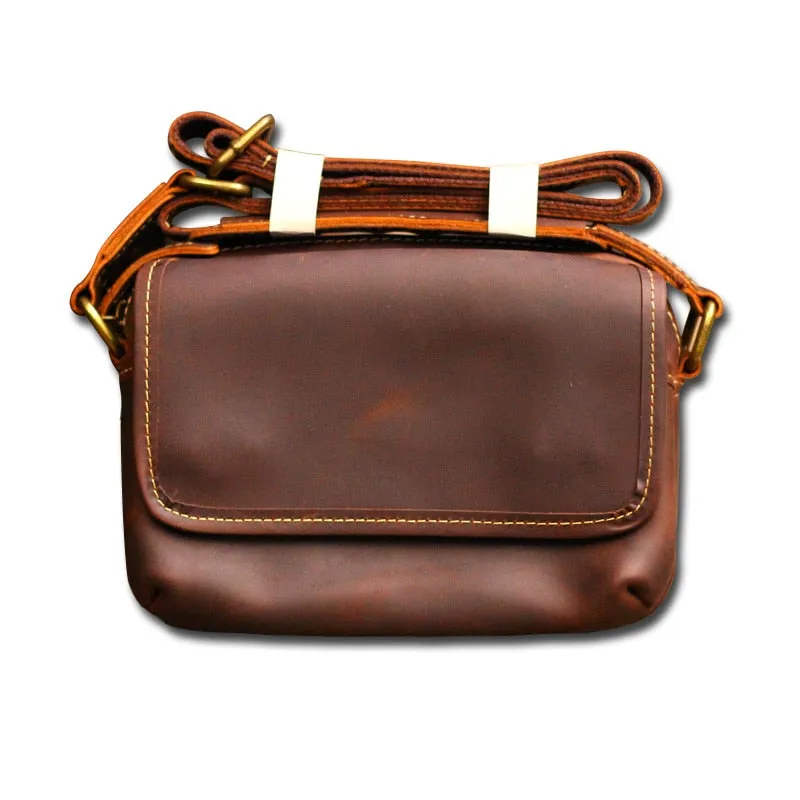 Men's Vintage Handmade Soft Leather Small Postman Crossbody Messenger Bag