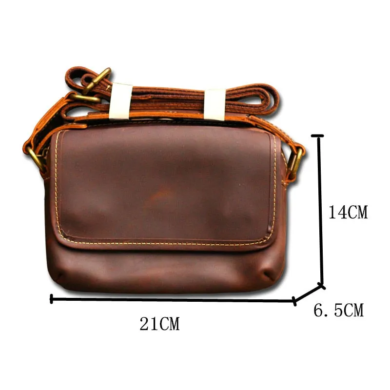 Men's Vintage Handmade Soft Leather Small Postman Crossbody Messenger Bag