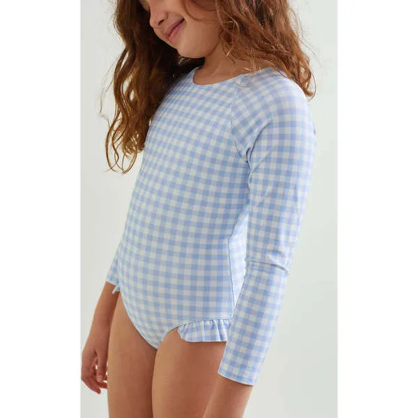 Minnow Girls Oasis Blue Gingham Rashguard One Piece