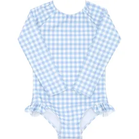 Minnow Girls Oasis Blue Gingham Rashguard One Piece