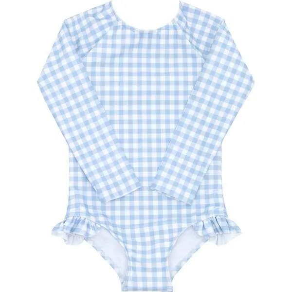 Minnow Girls Oasis Blue Gingham Rashguard One Piece