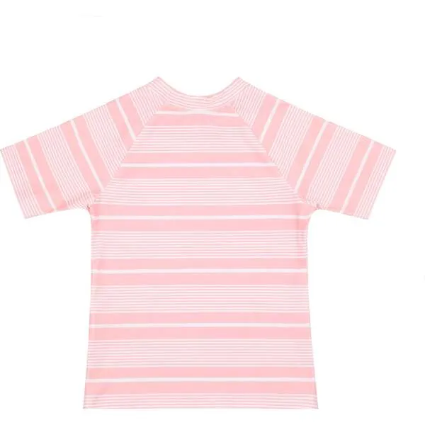 Minnow Unisex Sorbet Pink Stripe Short Sleeve Rashguard