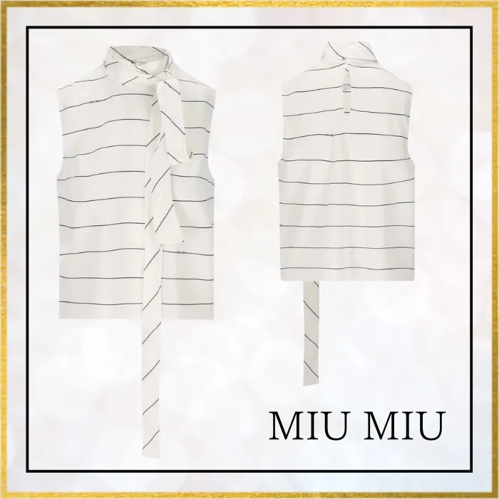 MiuMiu  |Sleeveless Street Style Plain Party Style Bridal Logo