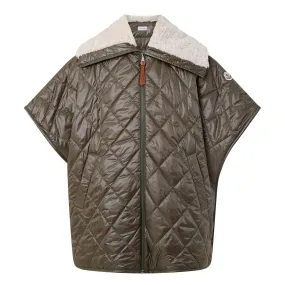 MONCLER Zip-Up Quilted Cape - OLIVE