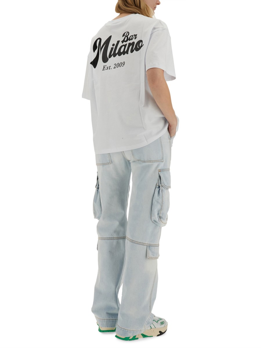 MSGM      T-SHIRT CON STAMPA LOGO IN JERSEY DI COTONE 