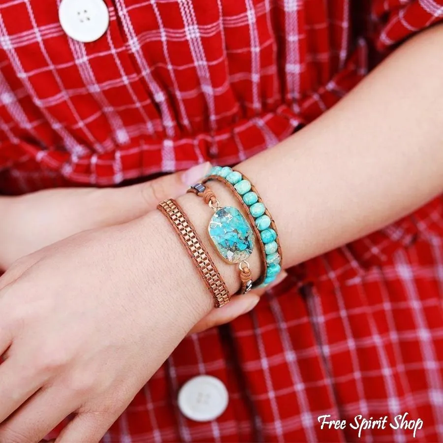 Natural Turquoise Howlite Wrap Bracelet