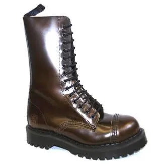 NPS - BRONZE LEATHER BOOT WITH STITCHED STEEL TOE CAP (14 EYELET)