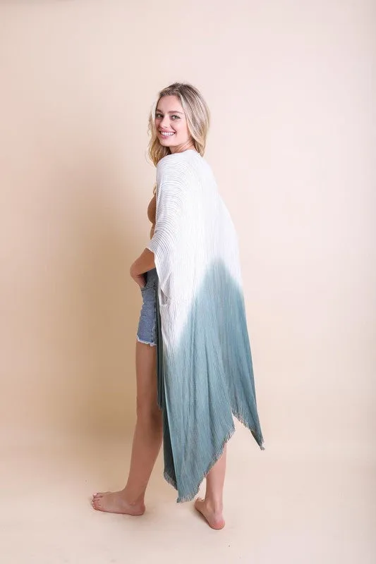 Ocean Eyes Ombre Kimono - Sage