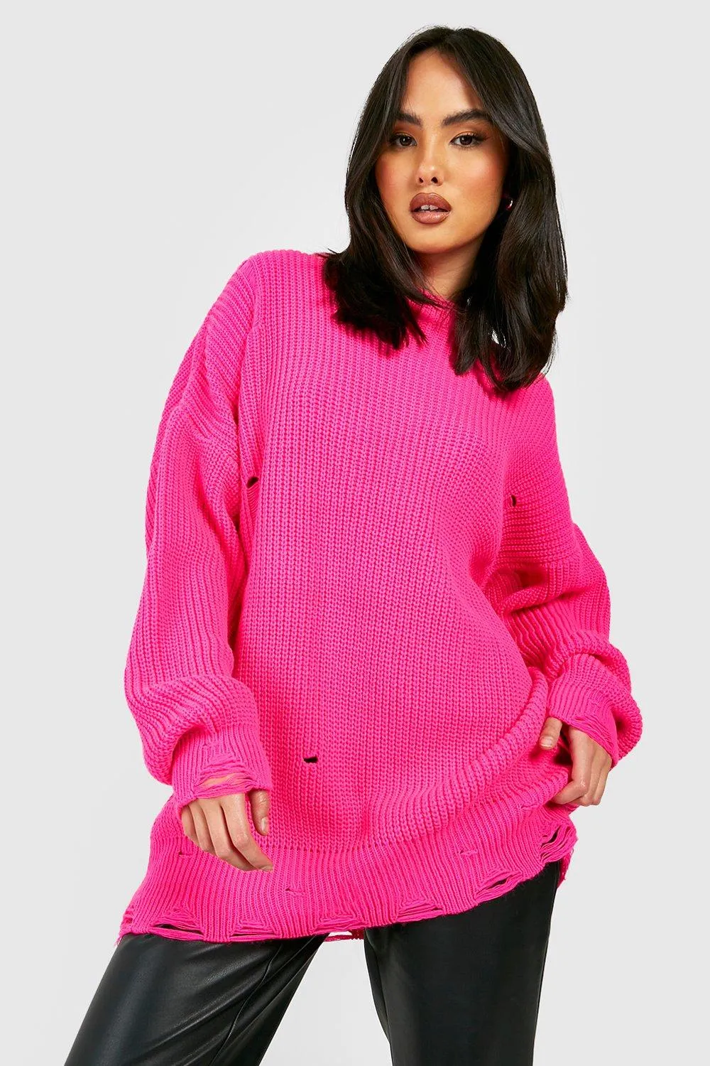 Oversized Distressed Knitted Sweater