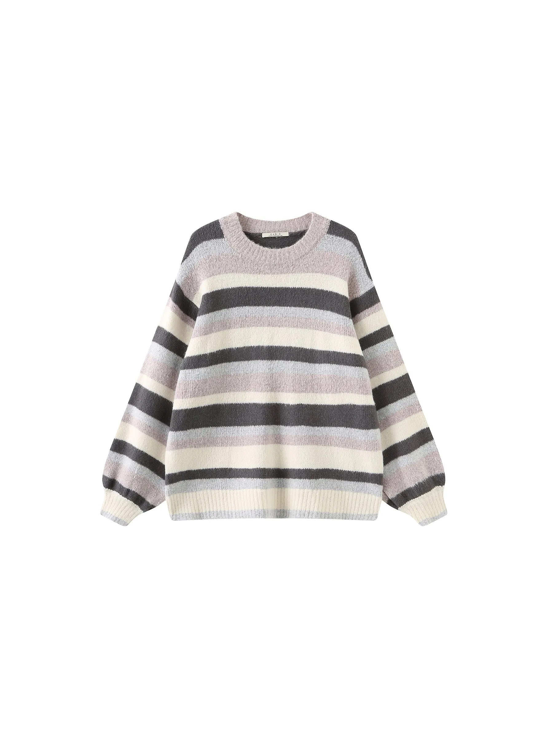 Oversized Striped Crew Knit Sweater