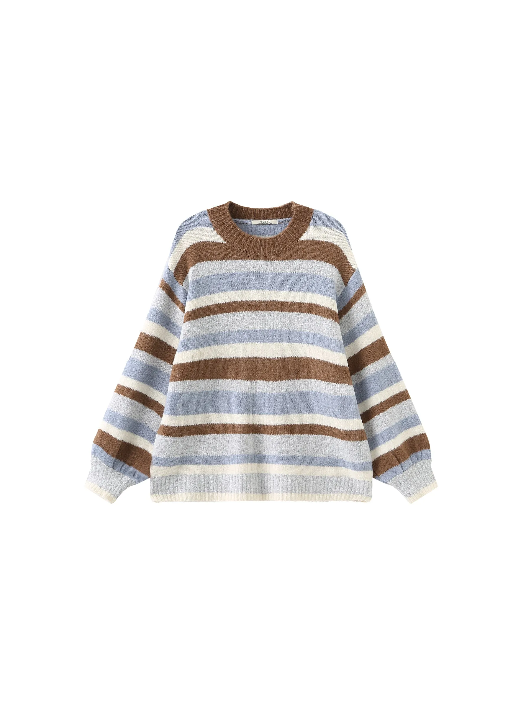 Oversized Striped Crew Knit Sweater