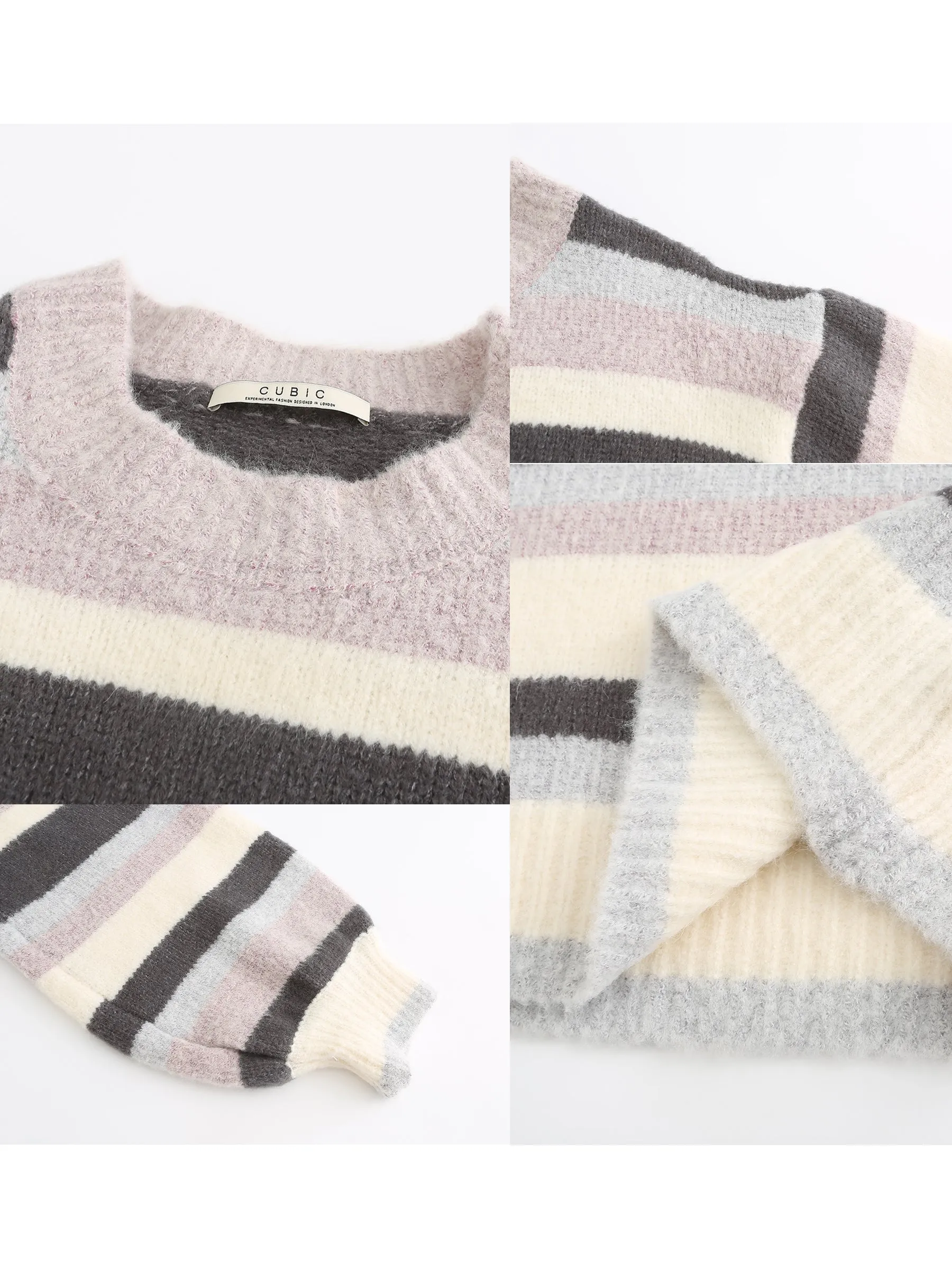 Oversized Striped Crew Knit Sweater