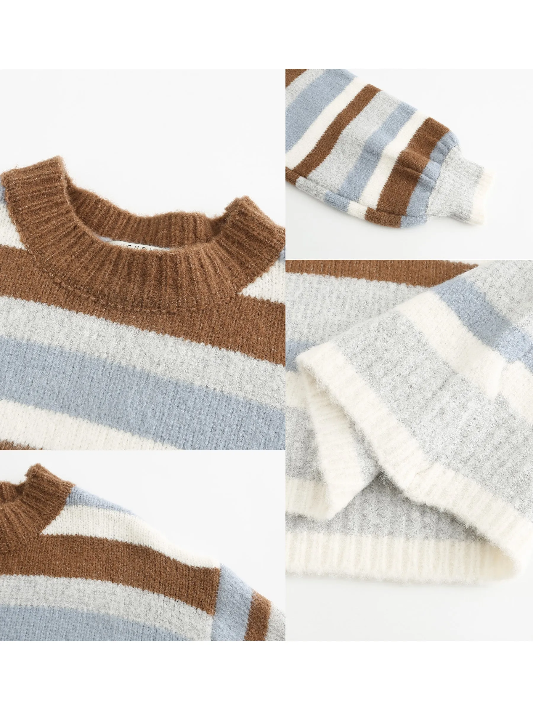 Oversized Striped Crew Knit Sweater