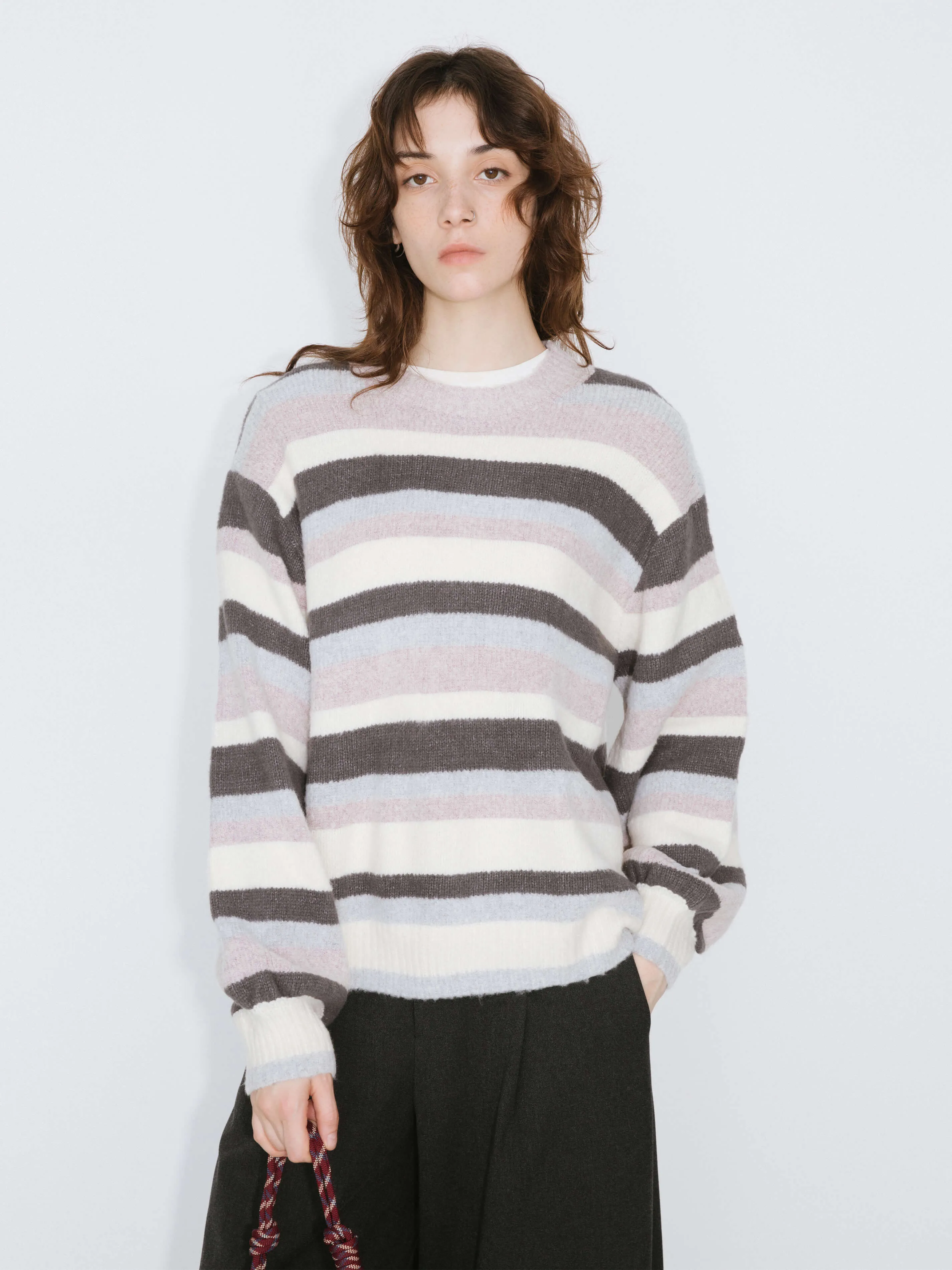 Oversized Striped Crew Knit Sweater