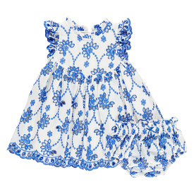 Pink Chicken - Blue Eyelet Baby Girl Cynthia Dress