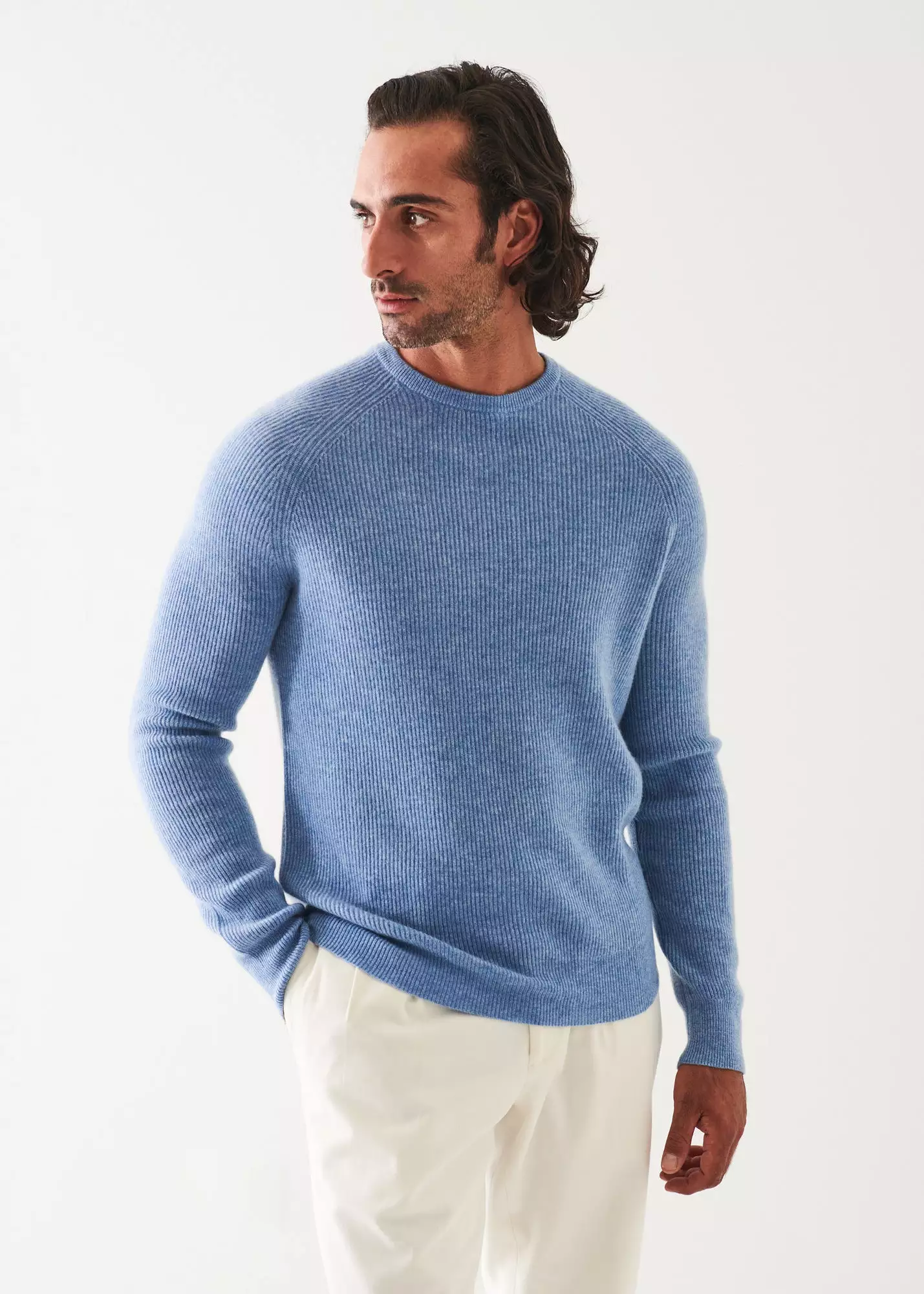 RIBBED CASHMERE CREWNECK