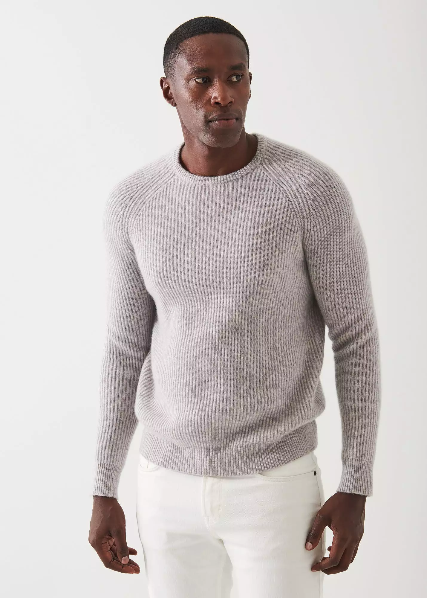 RIBBED CASHMERE CREWNECK