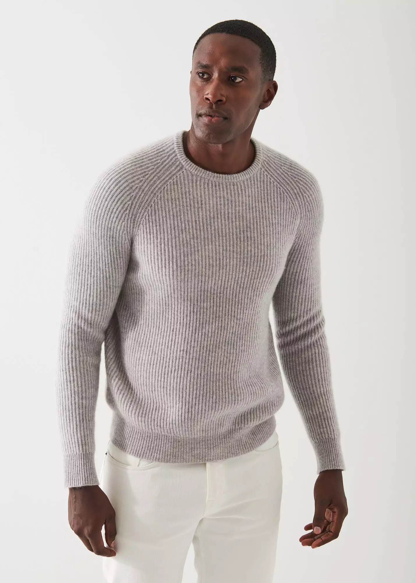 RIBBED CASHMERE CREWNECK