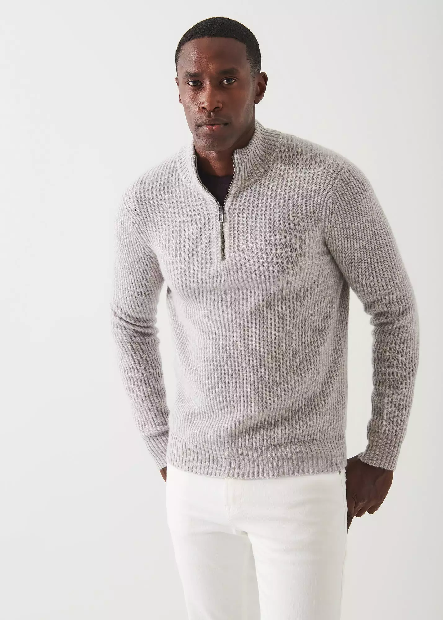 RIBBED CASHMERE QUARTER-ZIP