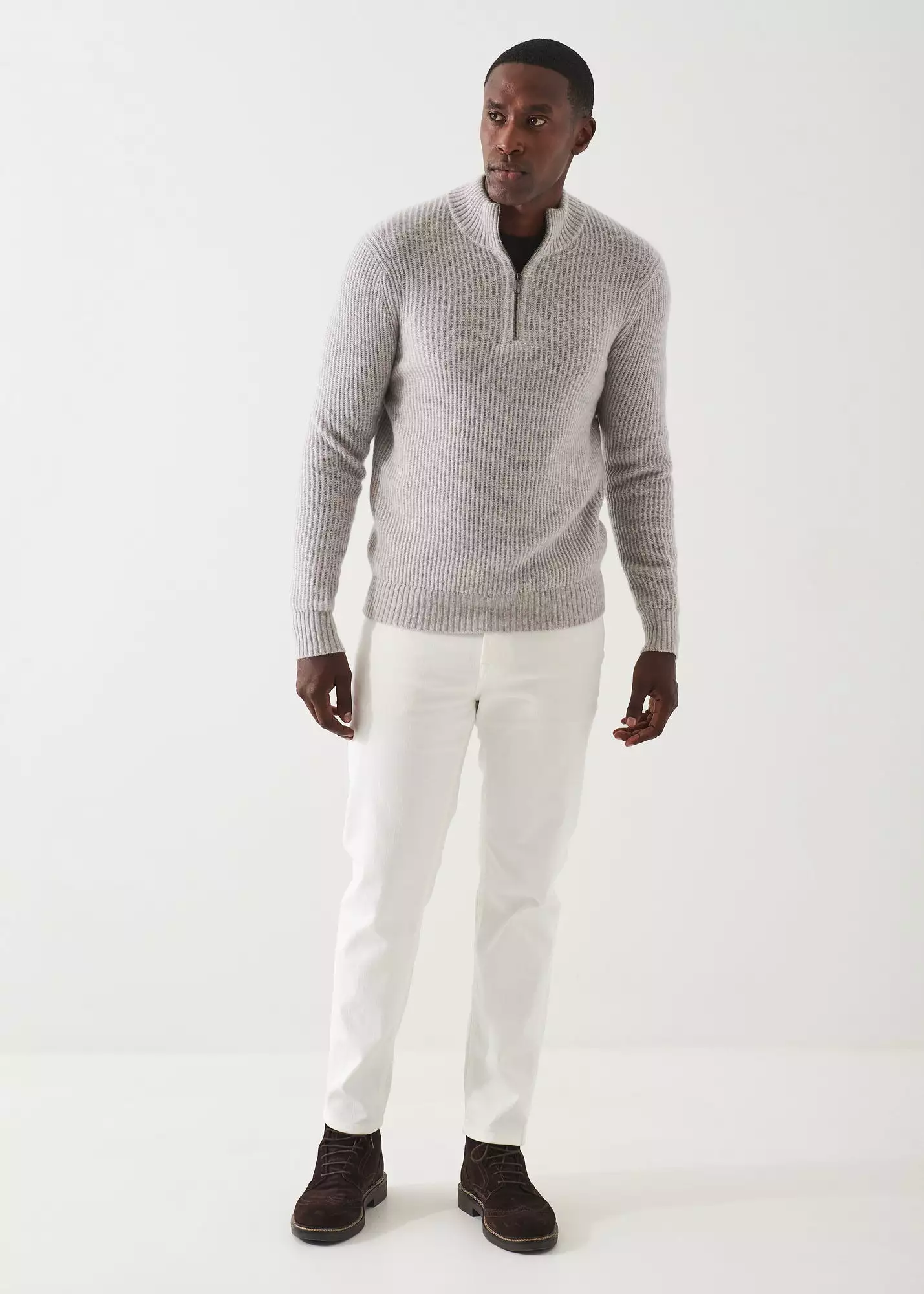 RIBBED CASHMERE QUARTER-ZIP