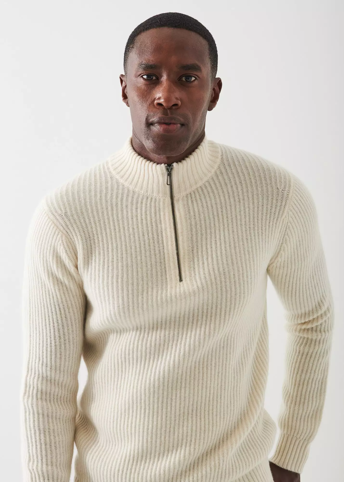 RIBBED CASHMERE QUARTER-ZIP