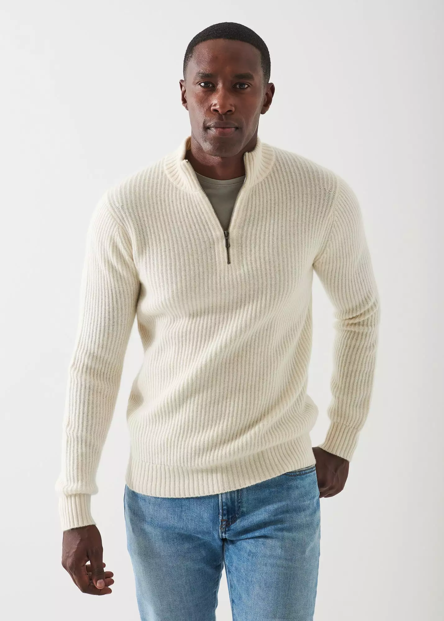 RIBBED CASHMERE QUARTER-ZIP