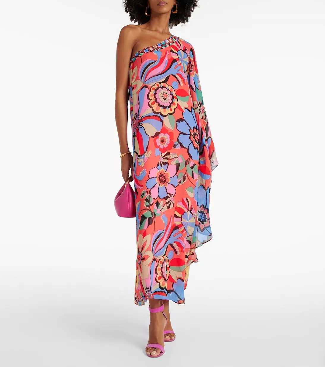 Rixo Liza Dress Miami Floral Tangerine