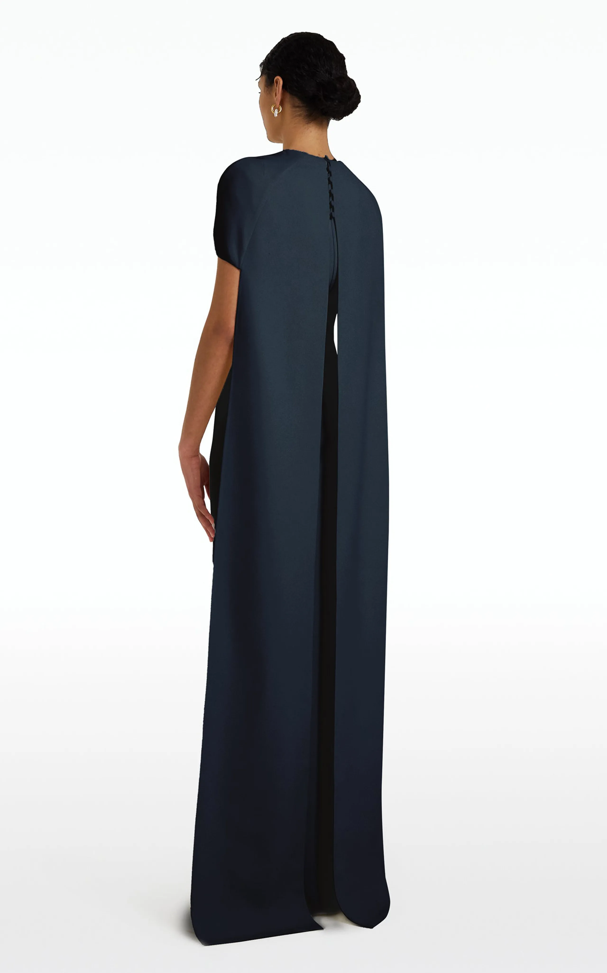 Safiyaa Ginkgo Stretch-Crepe Cape Gown