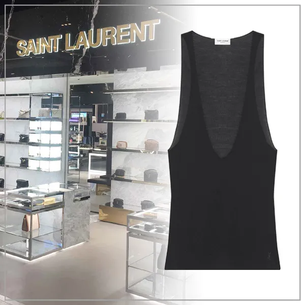 Saint Laurent  |Silk Sleeveless Plain FX Advantage / Exclusive