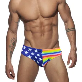 Sexy Rainbow Star Printed Pattern Beach Surfing Swimwear Briefs for Men