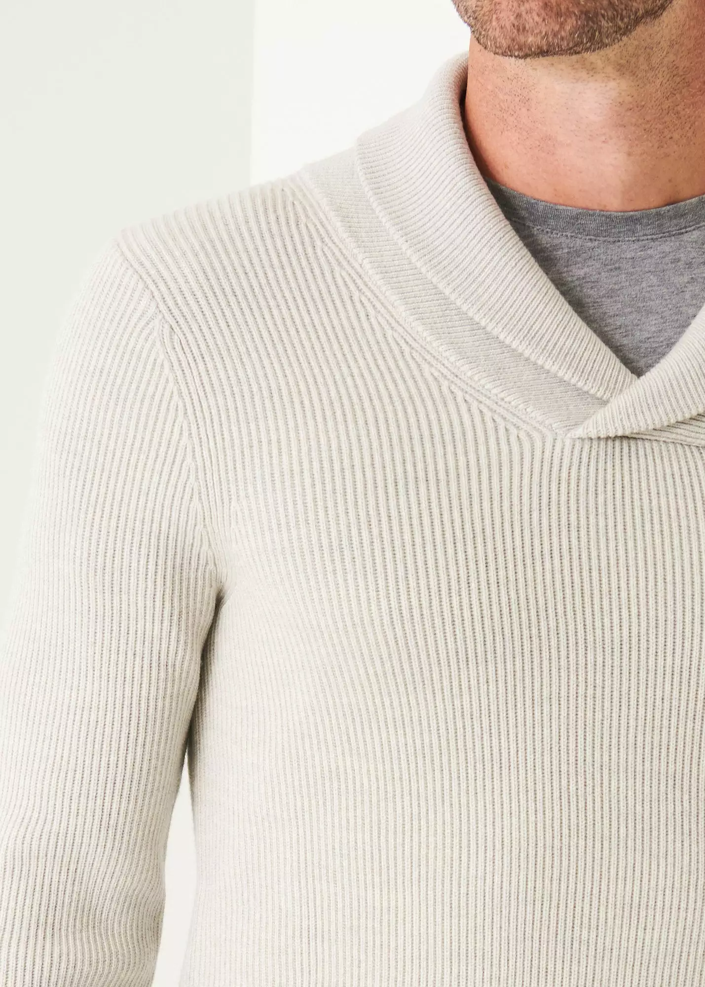 SHAWL COLLAR MERINO WOOL SWEATER