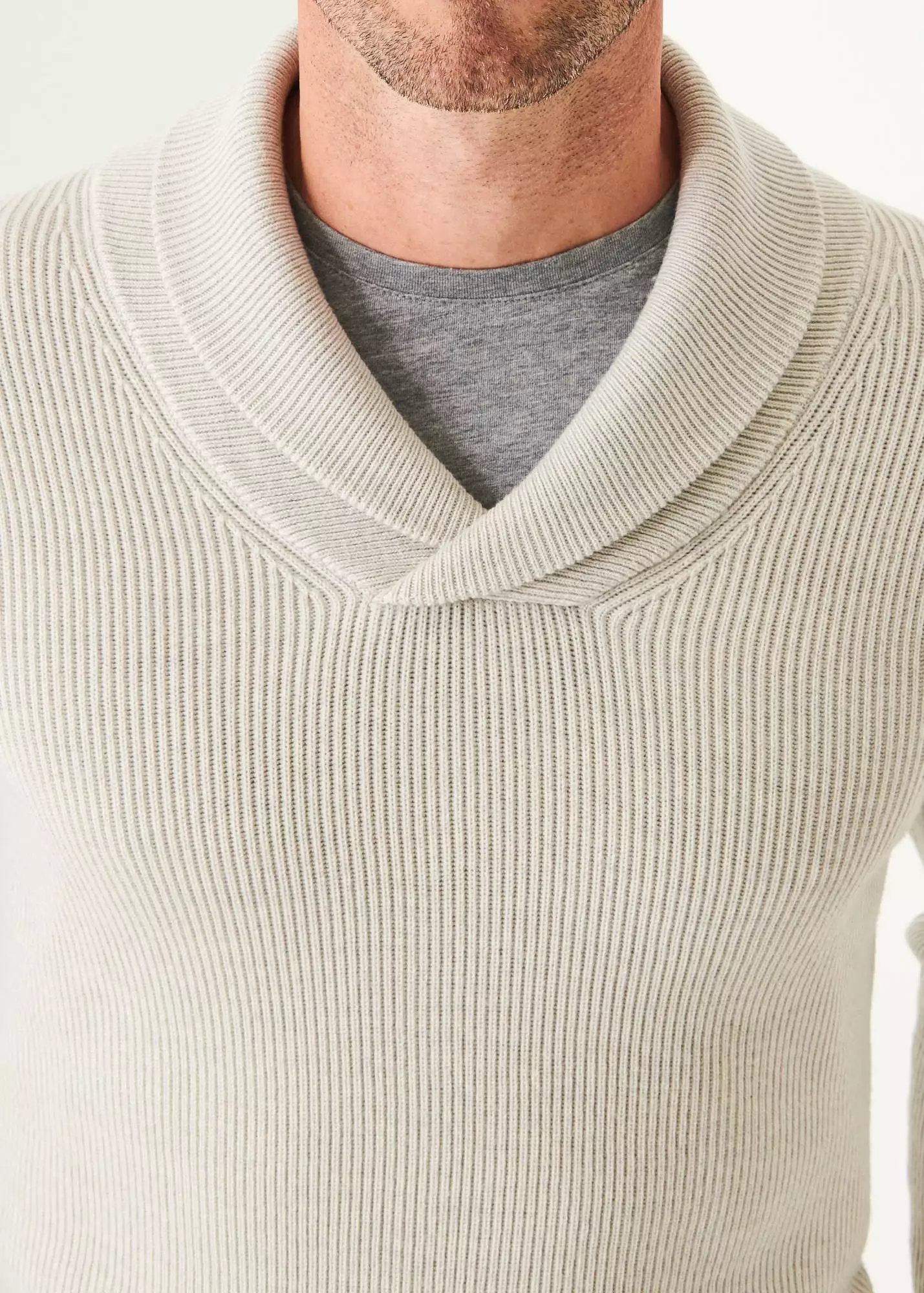 SHAWL COLLAR MERINO WOOL SWEATER