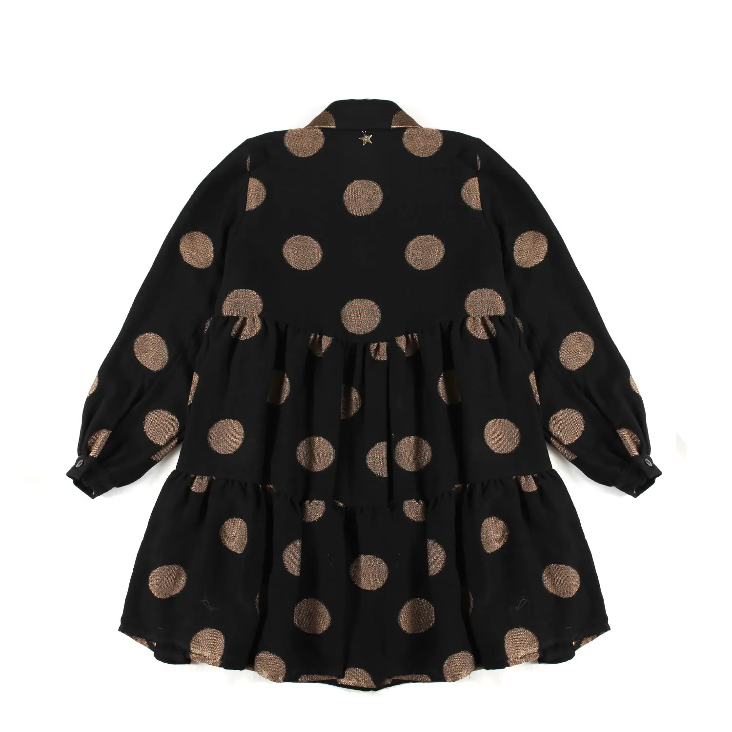 Souvenir Black Dress With Maxi Gold Polka-Dots For Girls