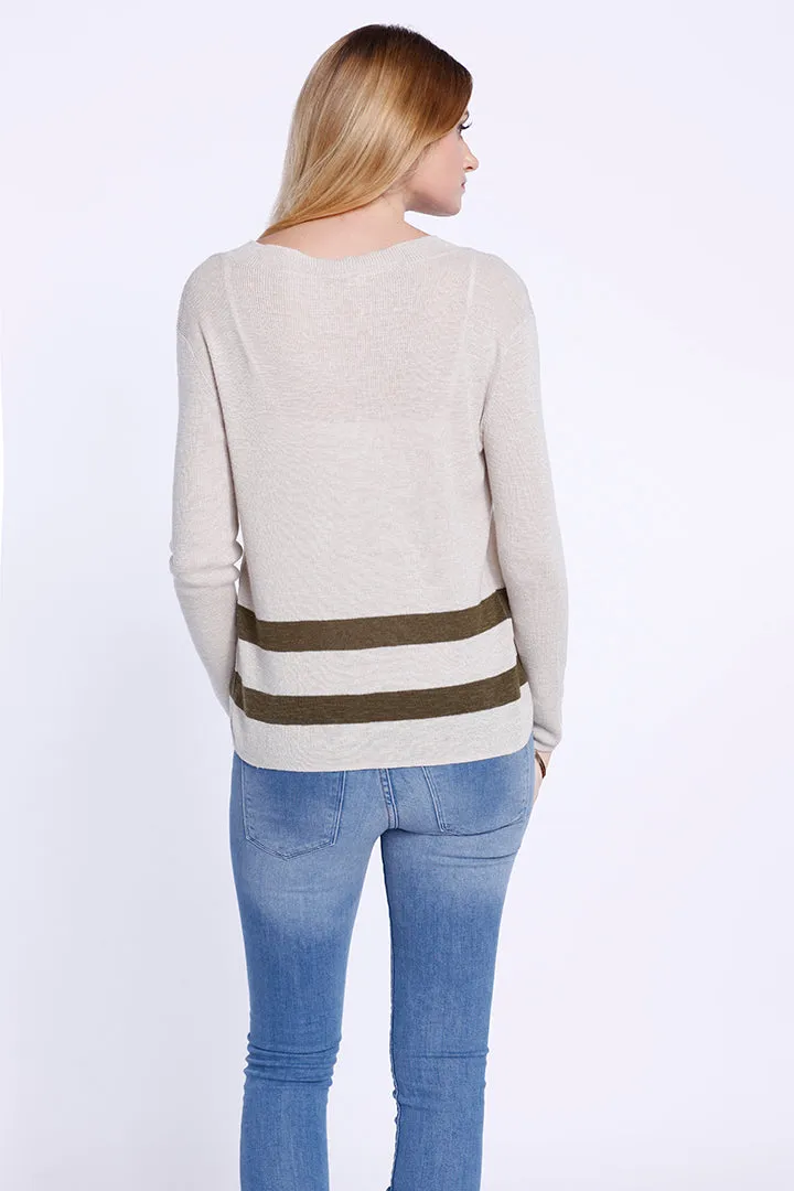 Striped V-Neck Linen Sweater