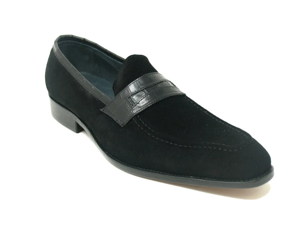 Suede Penny Loafer w/ Leather Trim