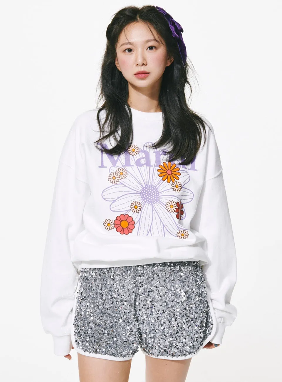 SWEATSHIRT BLOSSOM WHITE LAVENDER