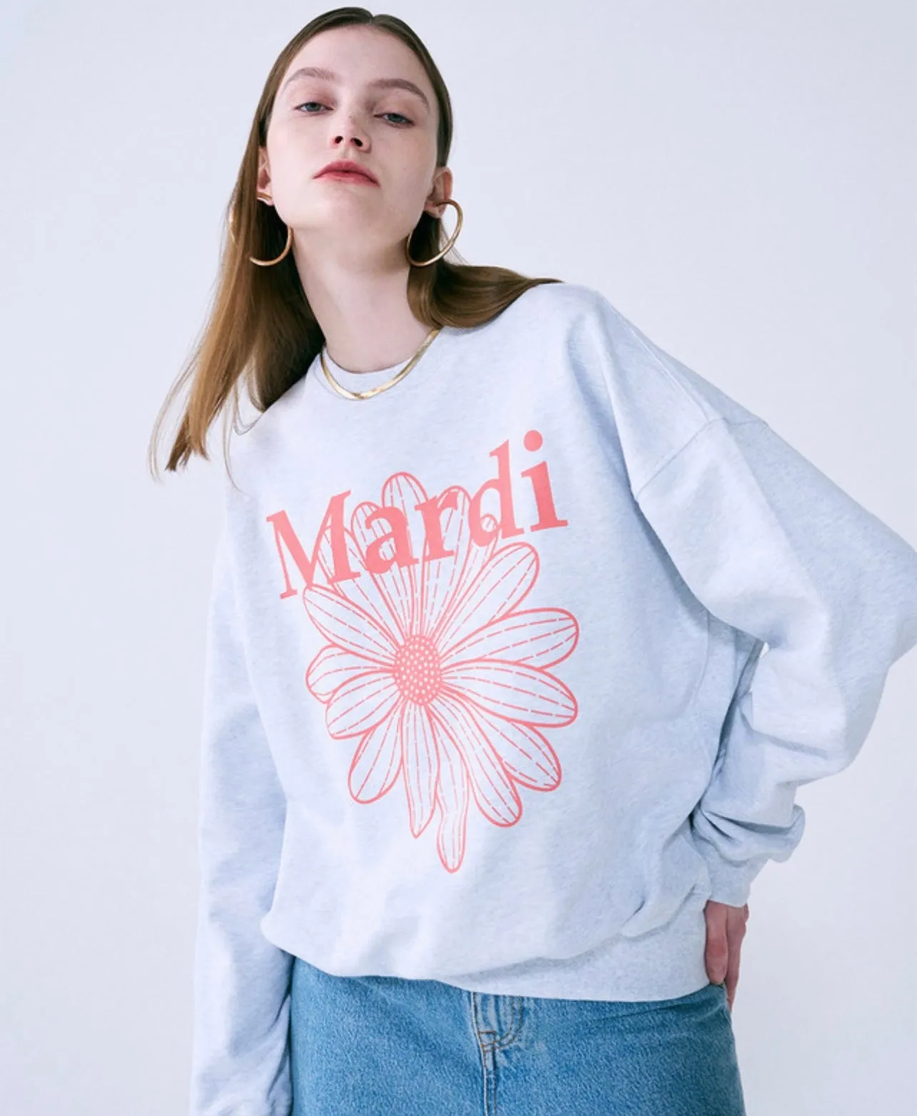 SWEATSHIRT FLOWERMARDI CORALHEATHER