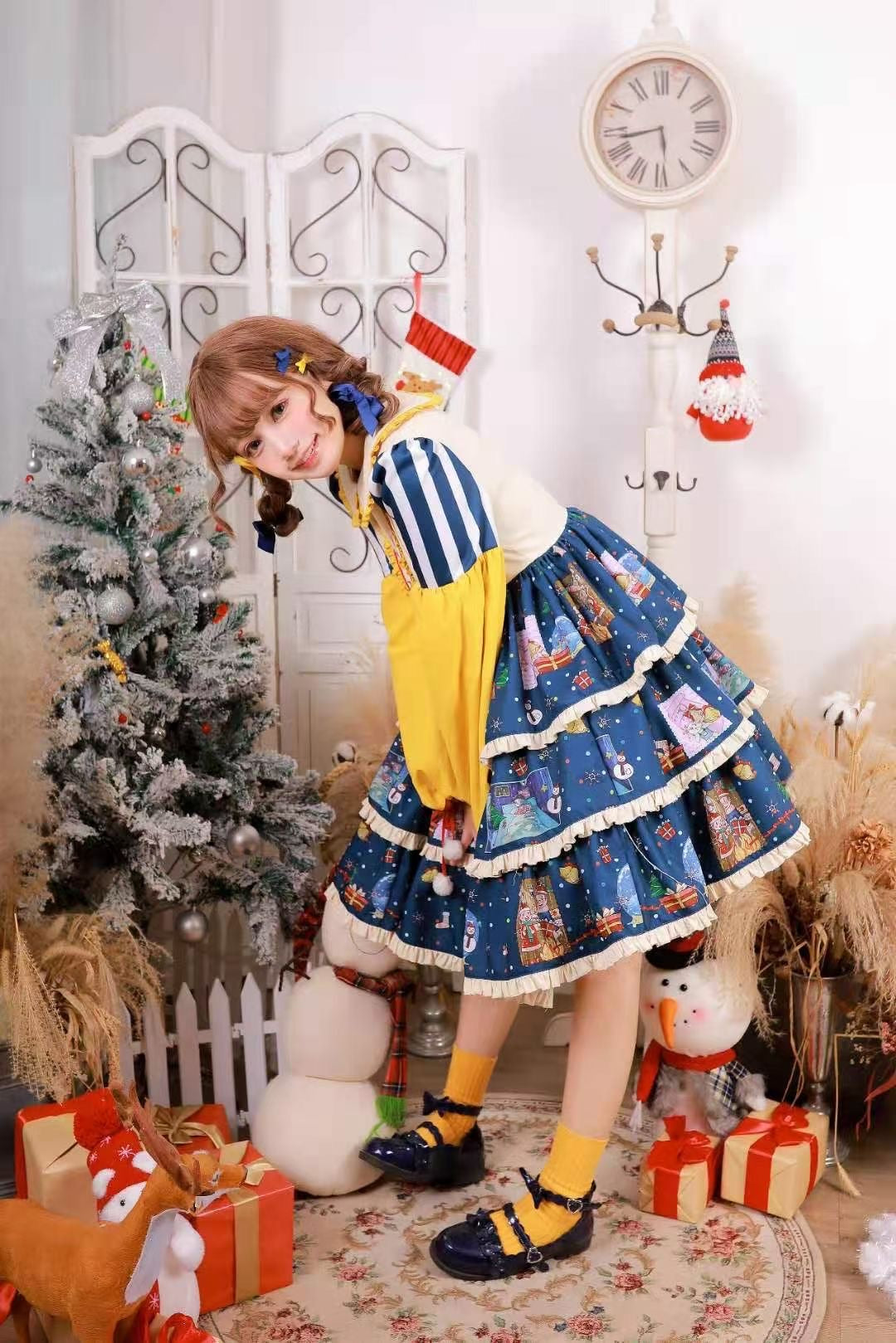 The letter after Christmas lolita set dress + vest+ Elk cloak