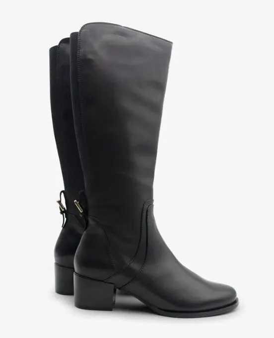 The Tall Riding Boot with Back Gore in Black