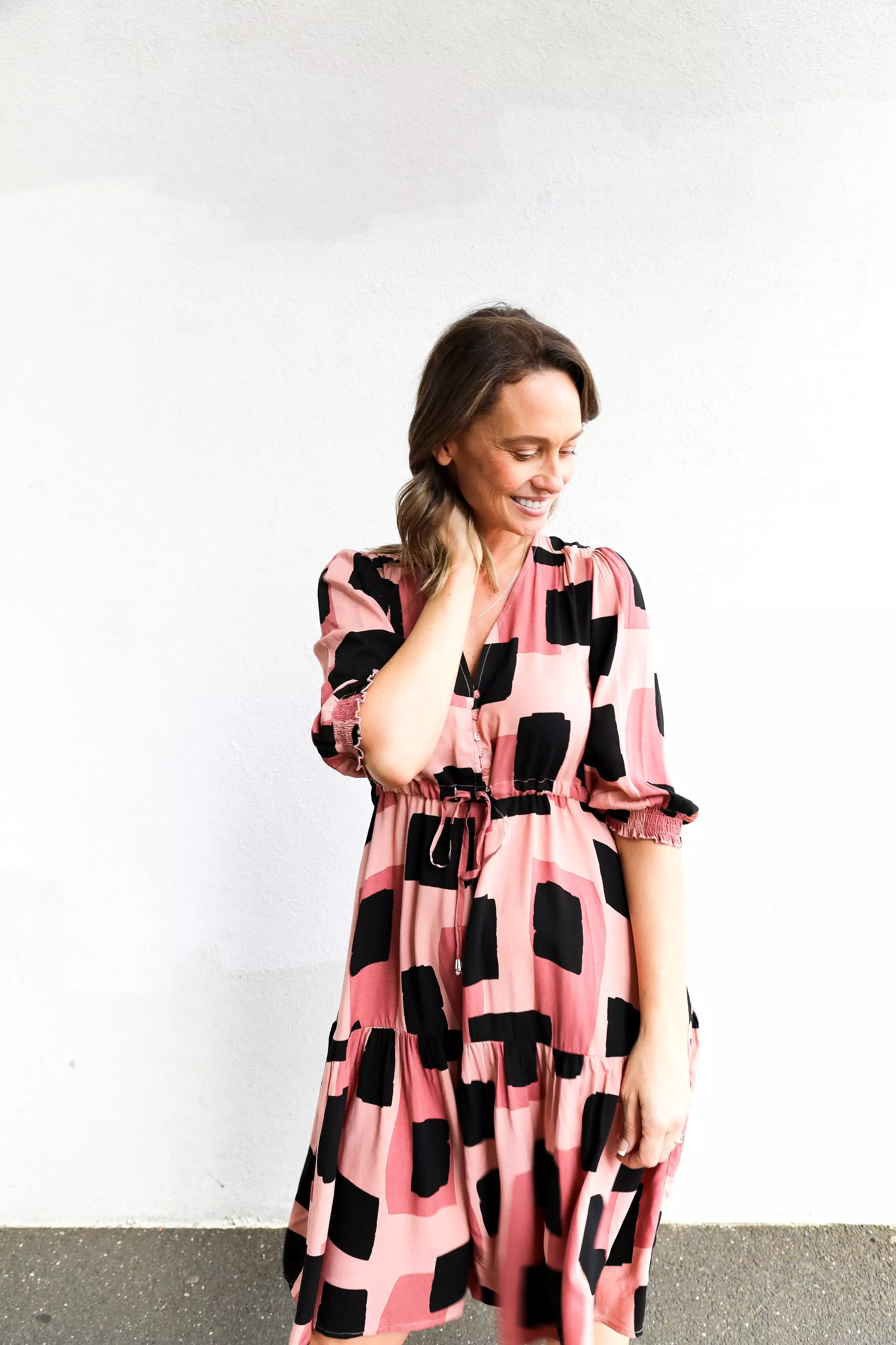 Theo Dress (Black, Rose & Pink Multi)