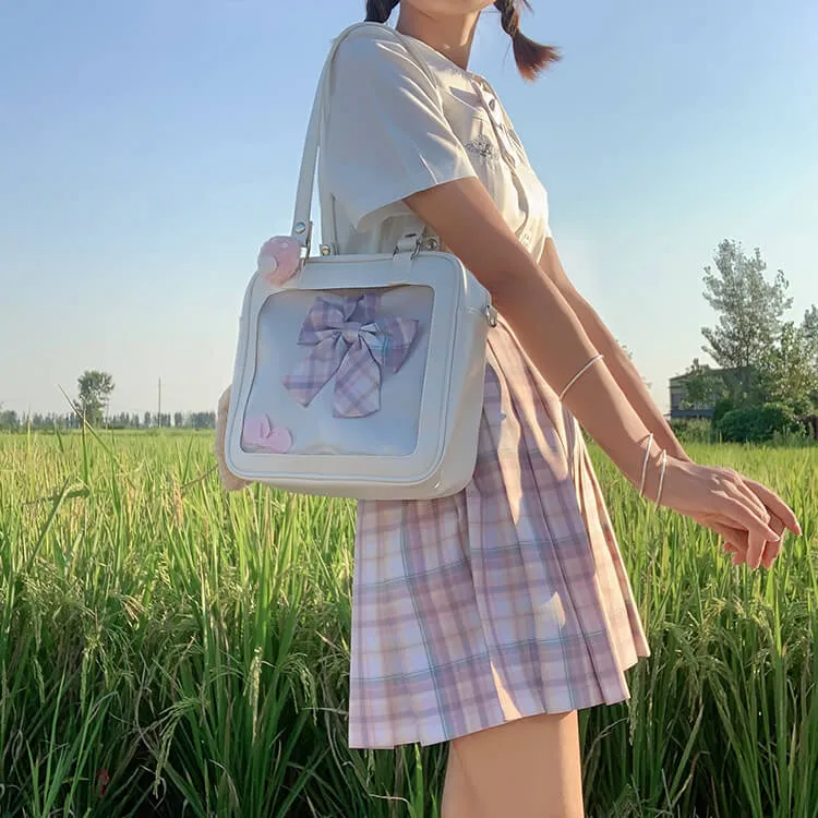 Transparent Pu Single Shoulder Bag Messenger Backpack by0128