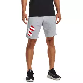 'Under Armour' Men's 10 Freedom Rival Big Flag Logo Shorts - Steel Light Heather / White