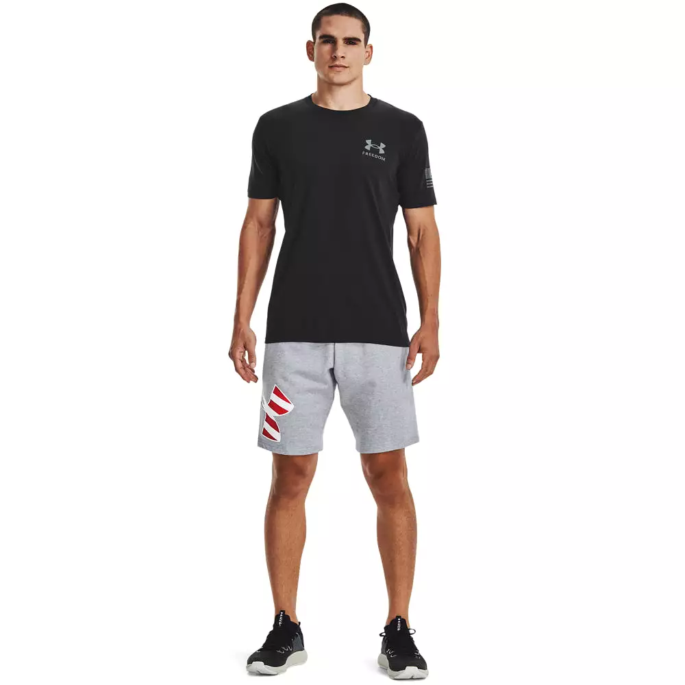 'Under Armour' Men's 10 Freedom Rival Big Flag Logo Shorts - Steel Light Heather / White