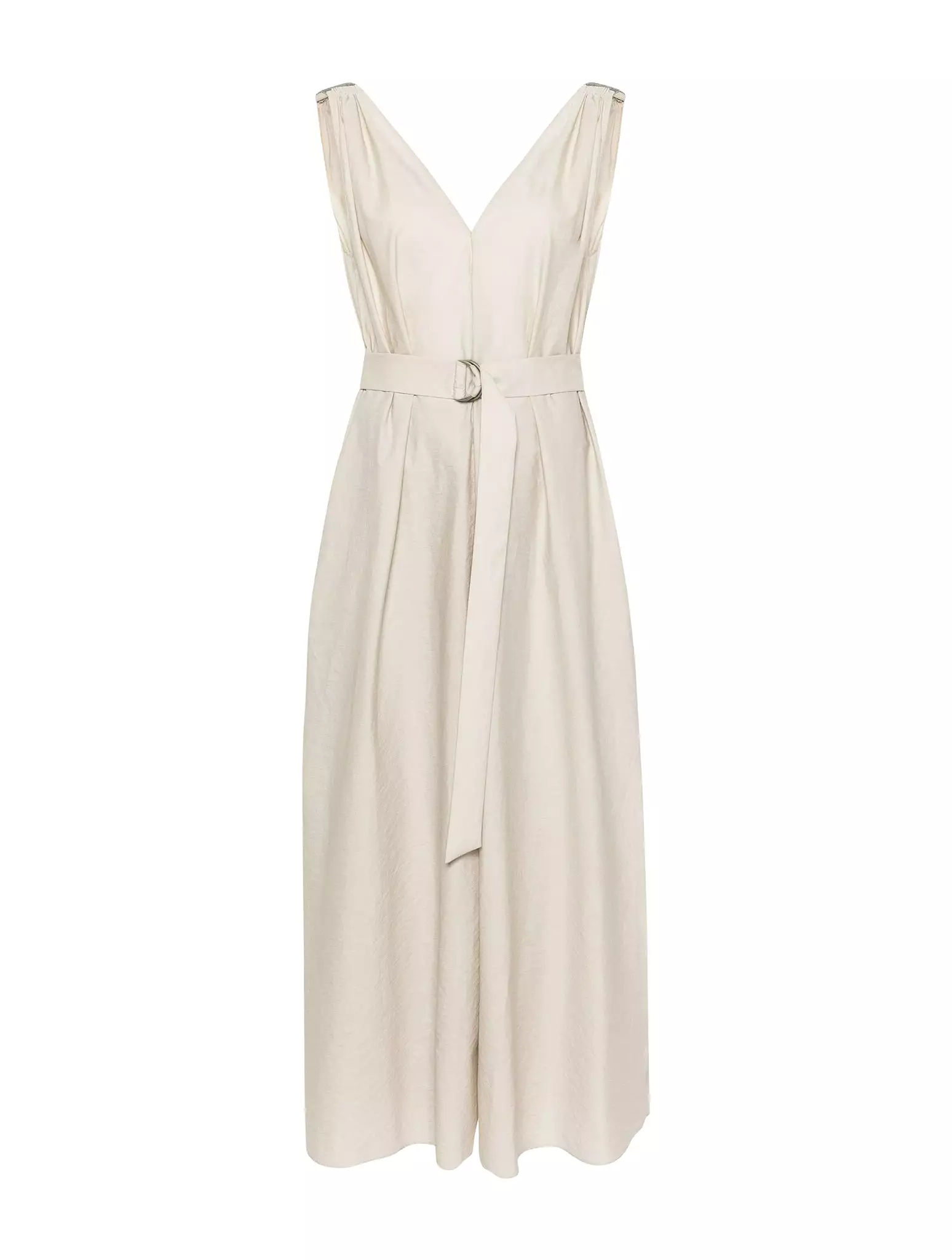 V-neck belted maxi dress