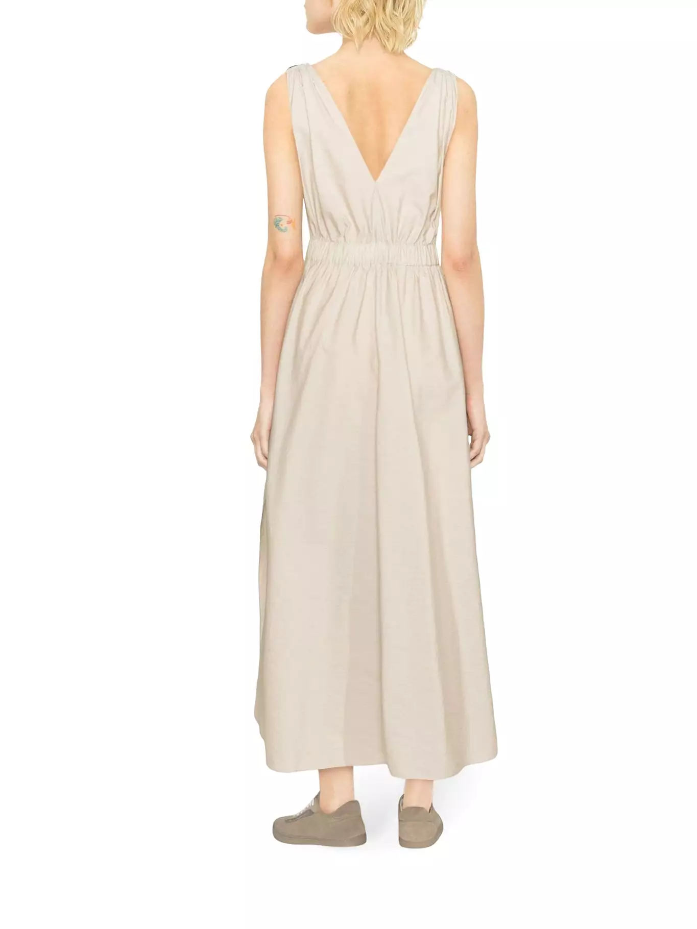 V-neck belted maxi dress