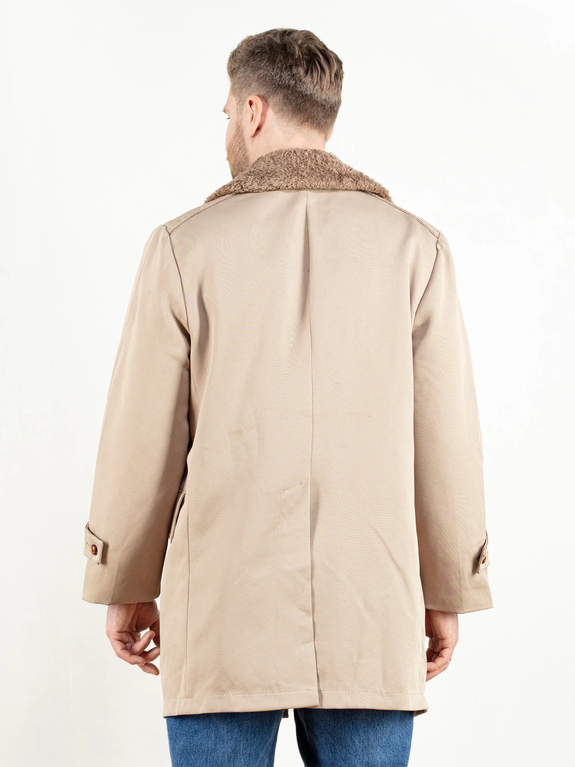 Vintage 80's Casual Mens Beige Coat