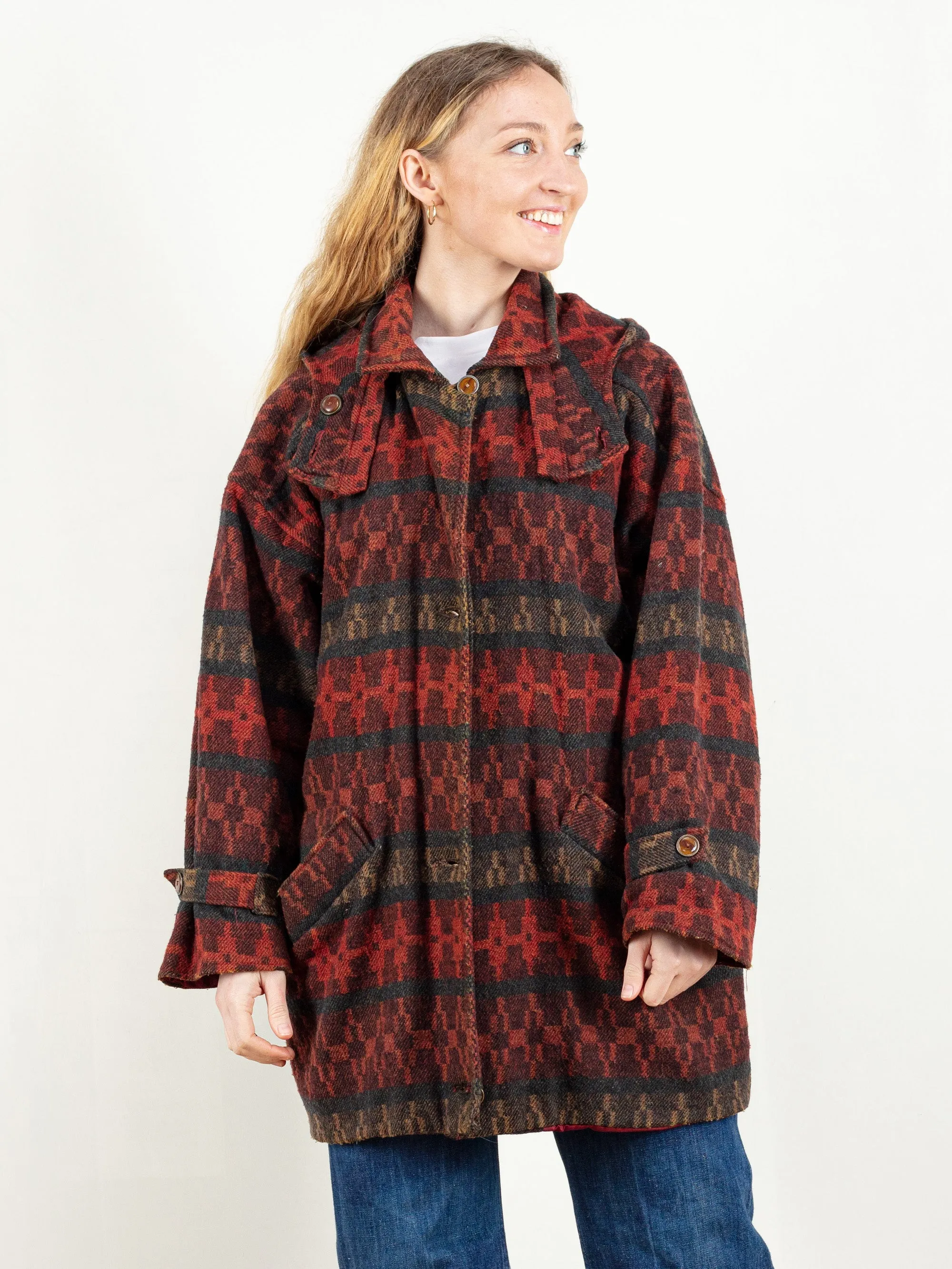 Vintage 80's Women Patterned Coat