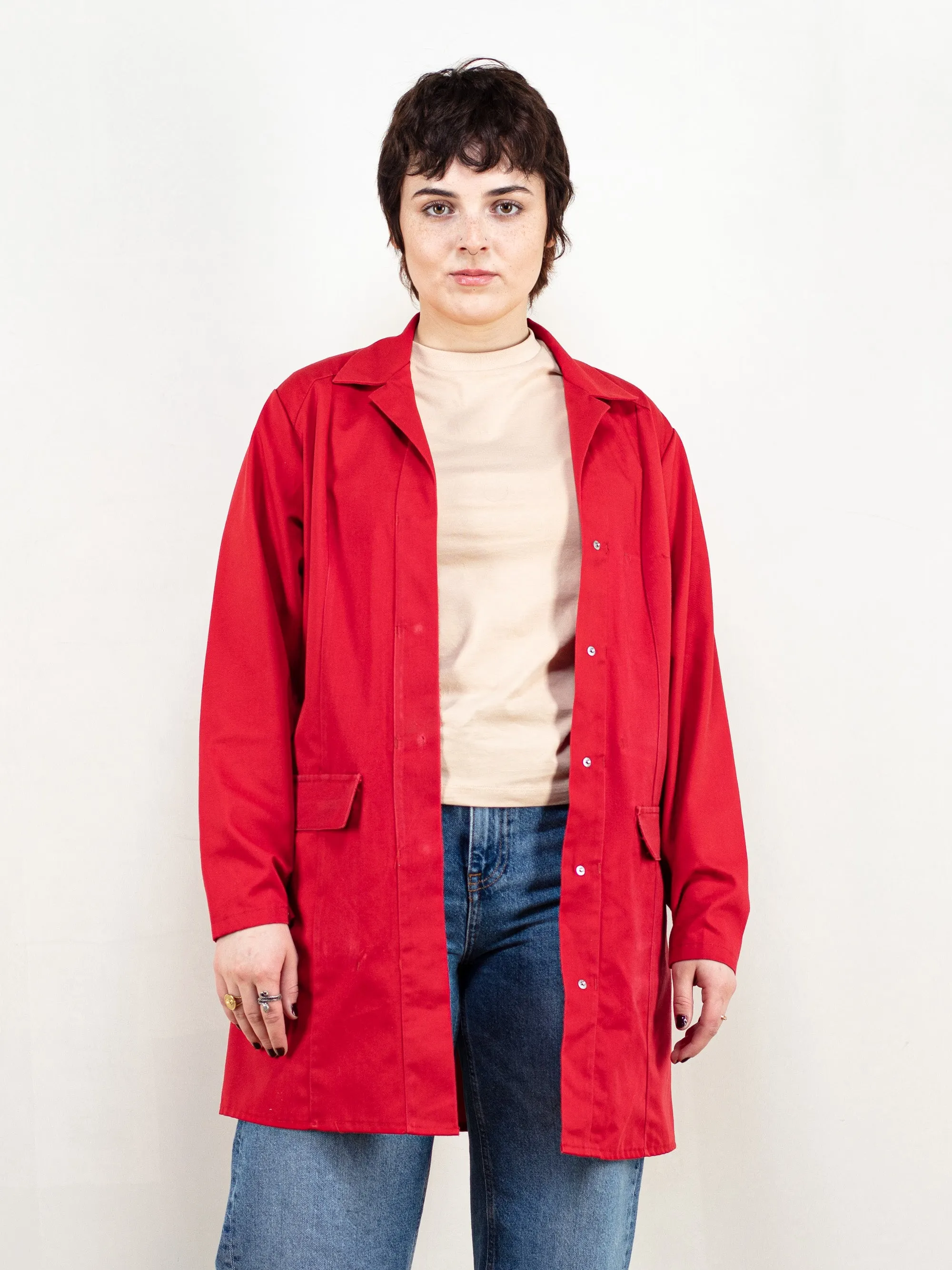 Vintage 80's Women Red Work Coat