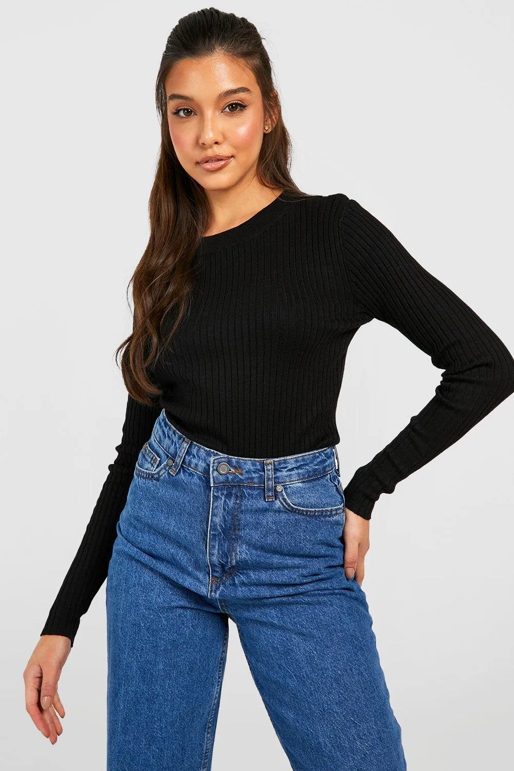 Wide Rib Crew Neck Sweater