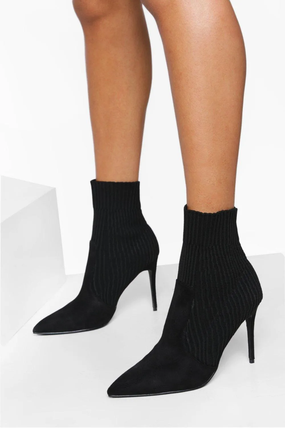 Wide Width Knitted Detail Sock Boot